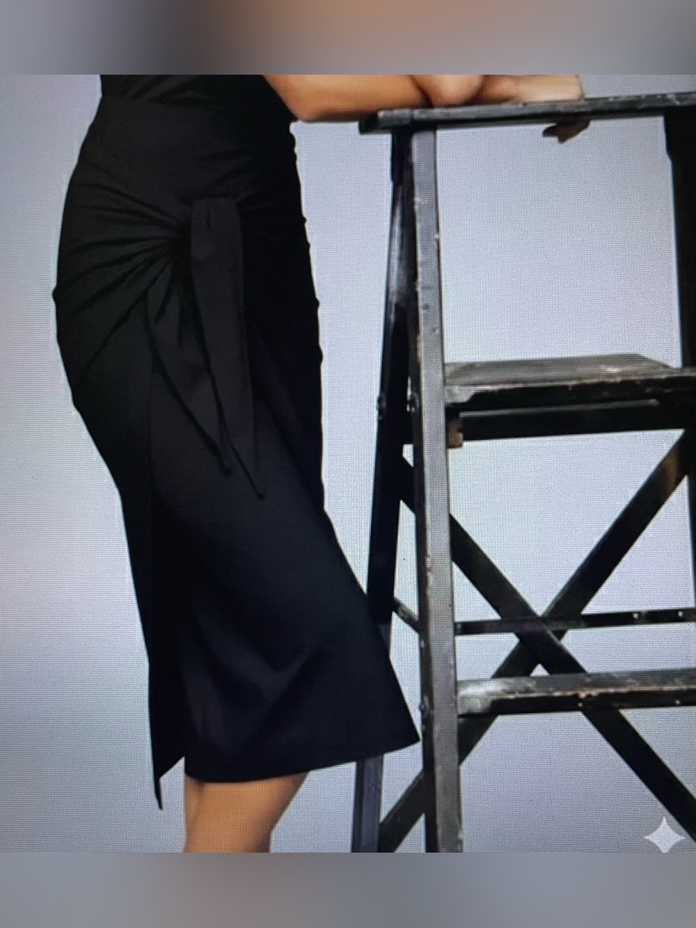 Babaton Black Midi Skirt with Side Knot